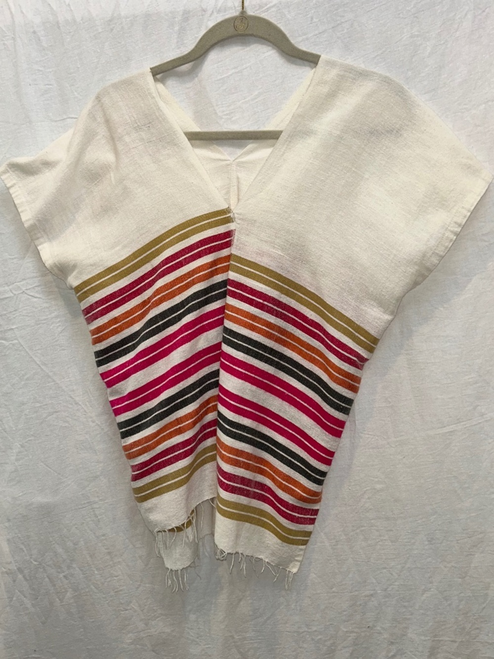 lemlem Ethiopia pink orange green serape kaftan top S